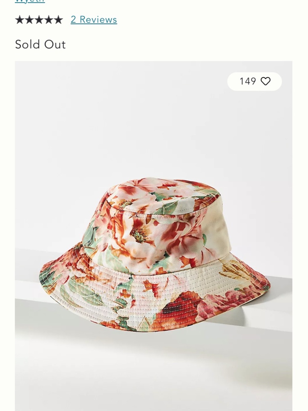 Wyeth Lani Floral Bucket Hat Floral Print Bucket Hat Cream, Coral Green